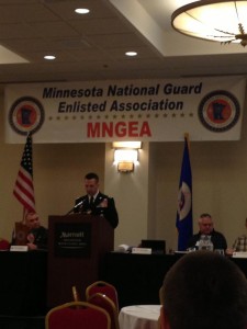 BG Dirk Kloss,MN Assistant Adjutant General, speaks to the general membership