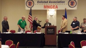 MNGEA State President Mark Wasserbauer presents MNGEA Dick O'Brien Award to U.S. Congressman Timothy Walz