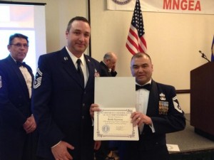 EANGUS Certificate of Recognition  MSgt Keith Nystrom (Ret), MSgt Mike Hickey (Ret), MSgt Dale Rindahl (Ret) ~ Accepting on their behalf is SMSgt Scott Twining (148FW)