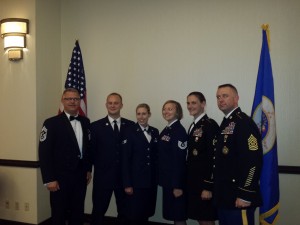 2015 SOY/AOY Awardees with CCM Gary Luke and  CSM Doug Wortham.  (Pictured L to R, MSgt Kirk Suonveiri, SrA Rachel Lawrence, TSgt Kate Morsch, SSG Stephanie Marschall)